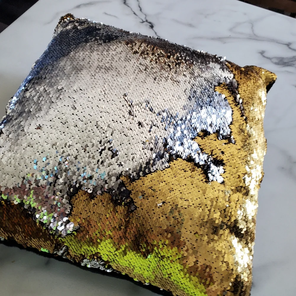 Sequin Throw Pillow Gold Silver Black